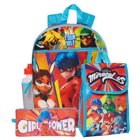 Miraculous Ladybug 5pc Backpack Set Lunch Box Girls School Bag Case Bottle 16" - Picture 9 of 9